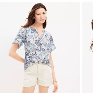 LOFT Paisley Seersucker Top Women’s Size Medium